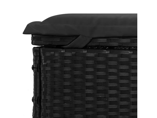 Transats 2 pcs avec table noir résine tressée