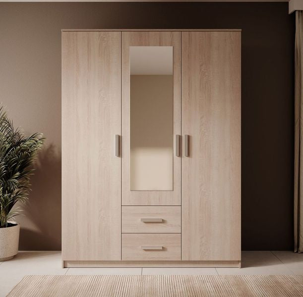 Tyko - Kledingkast 3-deurs - Licht eiken - 150x58x200 cm