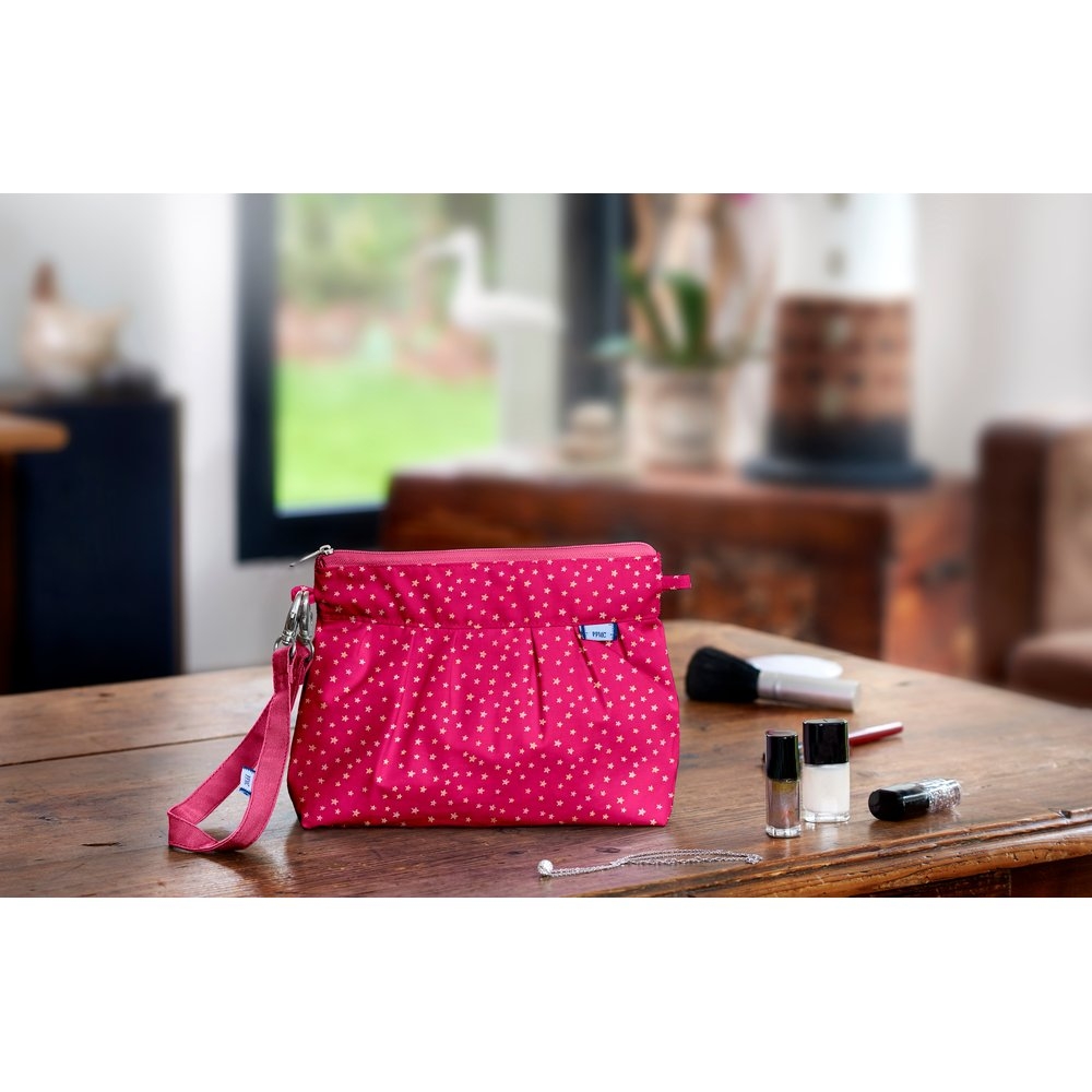 Pochette Plissée Etoile Or Fuchsia