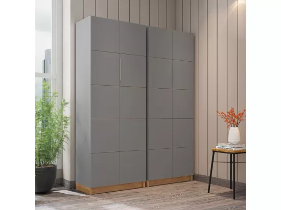 Armoire 2 Portes Grise 10 Niches L 68 H 180.7 P 37.6 cm
