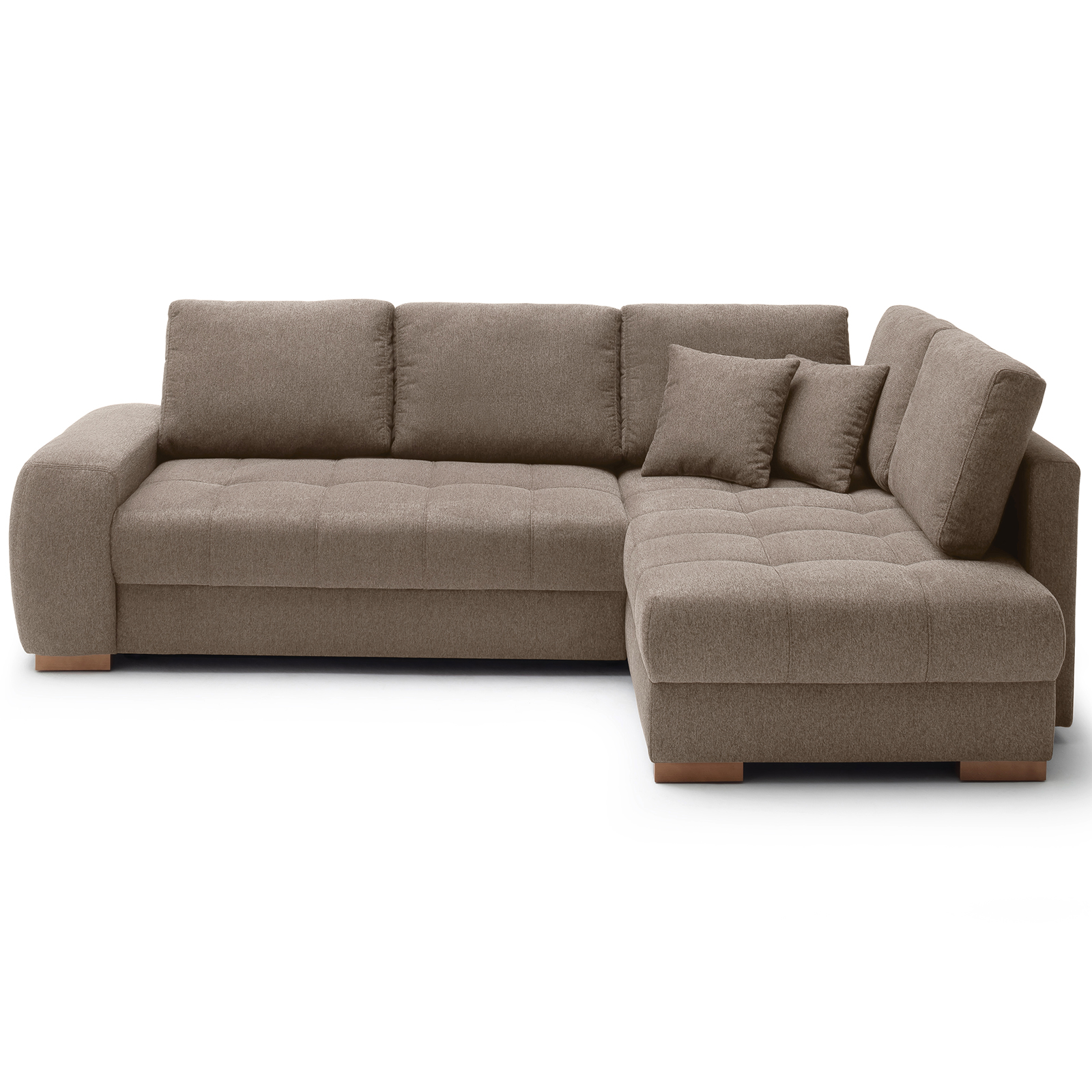Ecksofa - taupe - Boxspringfederung - Liegefunktion - Holzfüße
