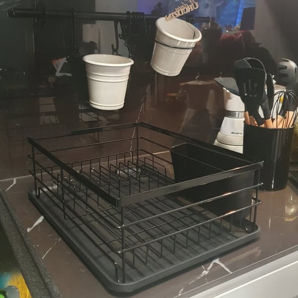 Oppvaskstativ svart metall - 44 x 31 x 14,5 cm