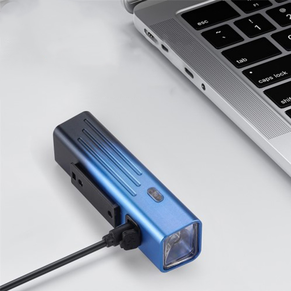 1800mAh Wiederaufladbares Aluminium USB Fahrrad Licht Intelligentes Velo COB LED Warnlicht - Blau / Schwarz
