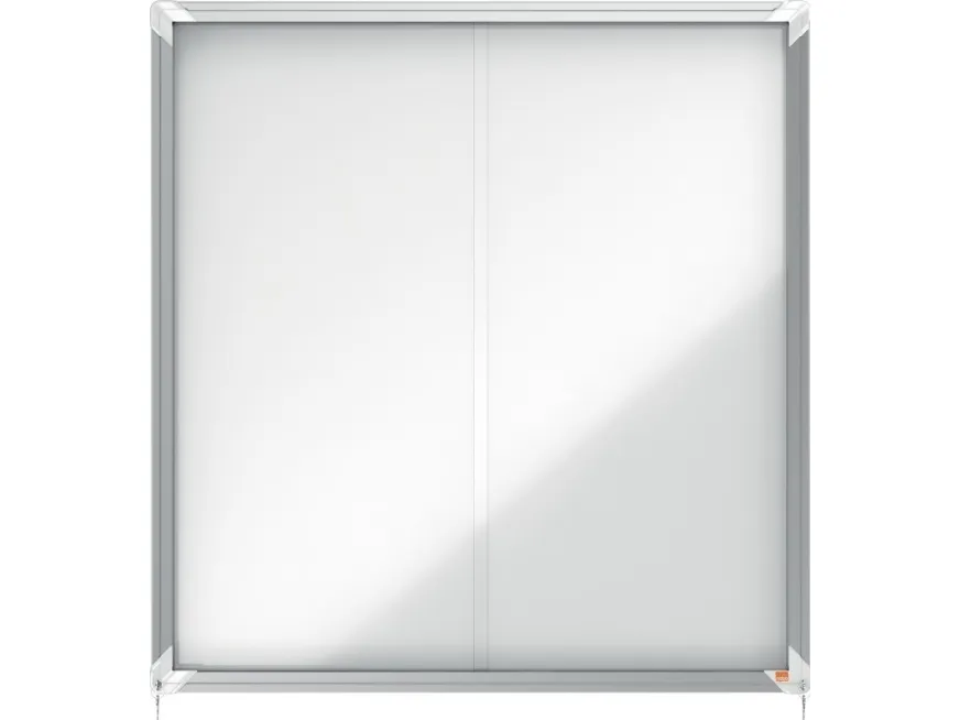 Nobo Premium Plus magnetisk låsbart opslagsskab med skydelåge 12xA4 Hvid