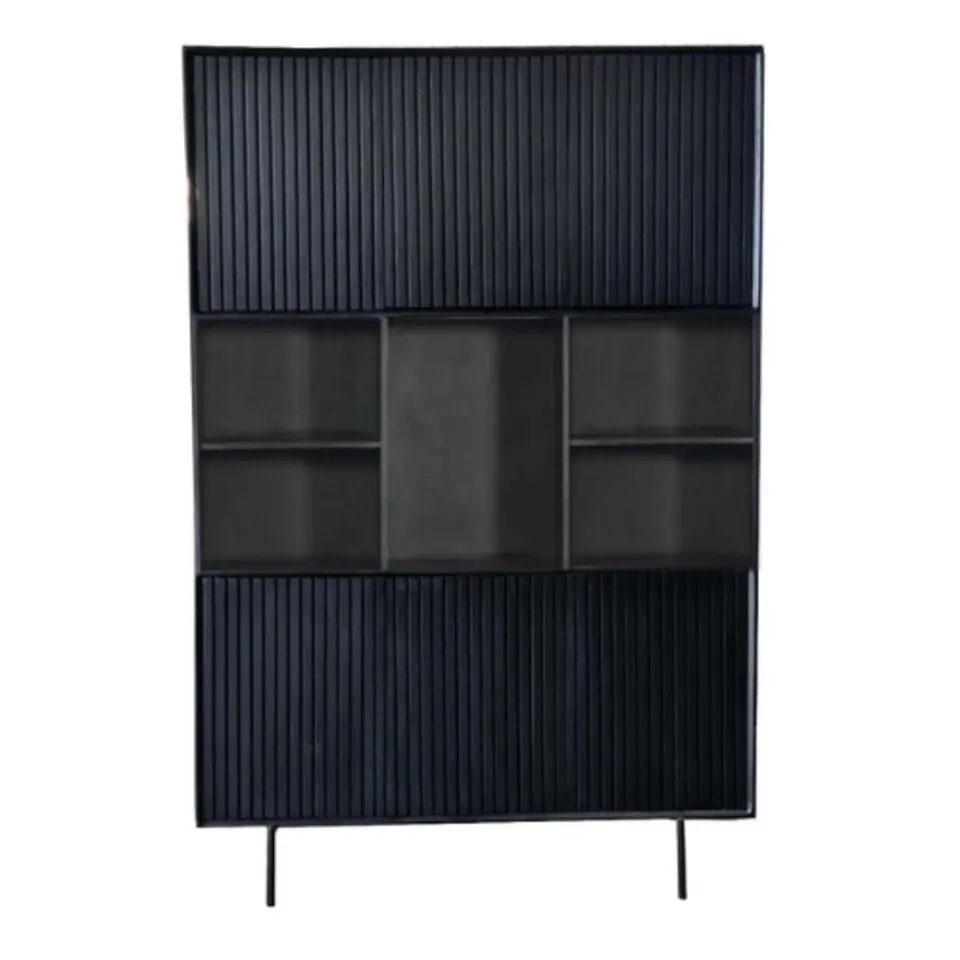 Vakkenkast Zwart Hout - 135x45x200cm - Madison XL