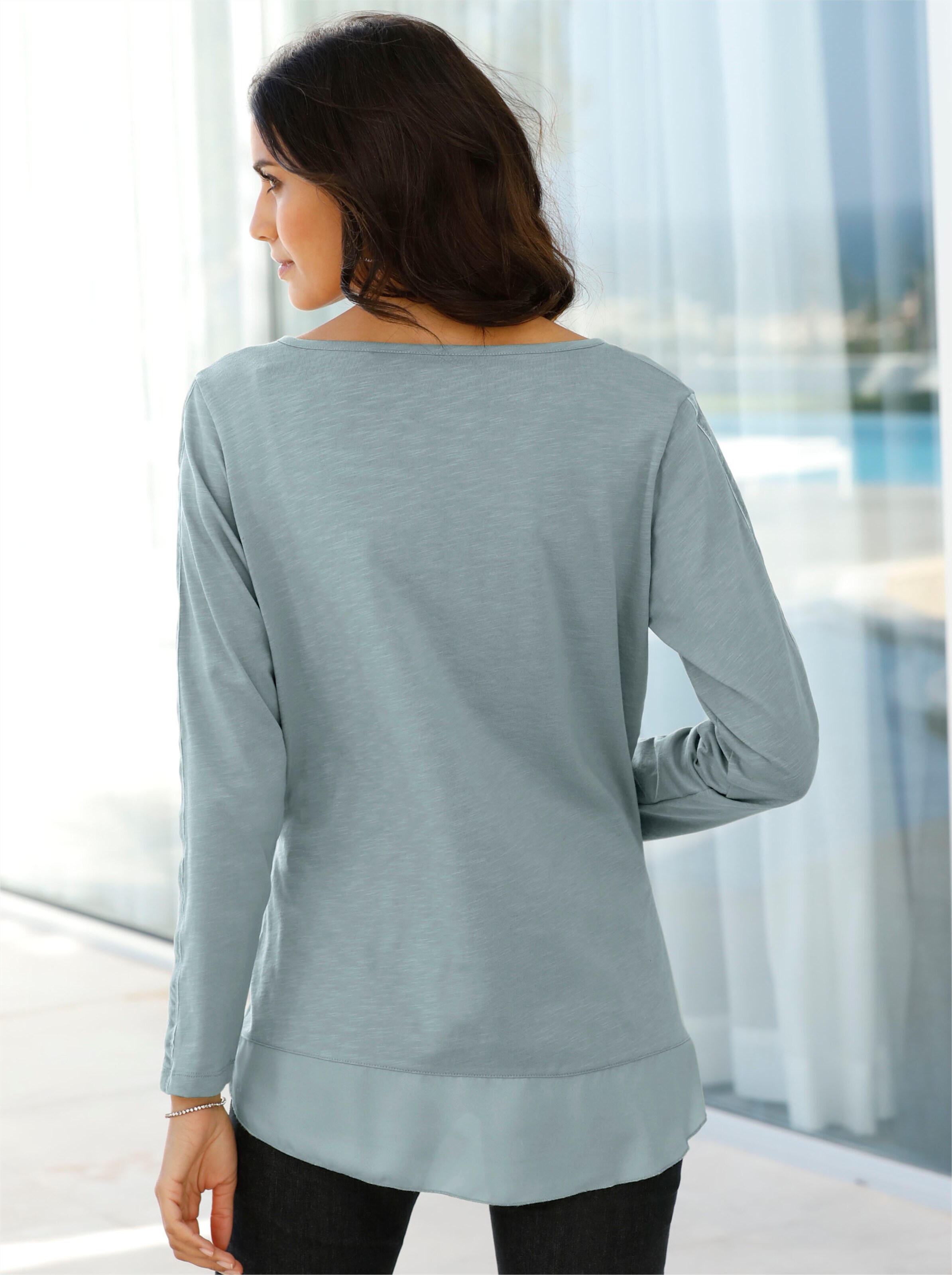 Blusenshirt in mint-bedruckt