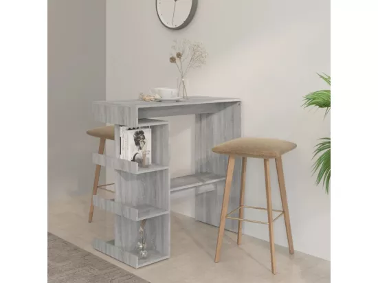 Table de bar et étagère de rangement Sonoma gris 100x50x101,5cm