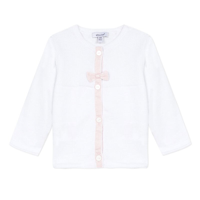 Cardigan en tricot blanc nœud rose naissance Absorba Aucune nuance
