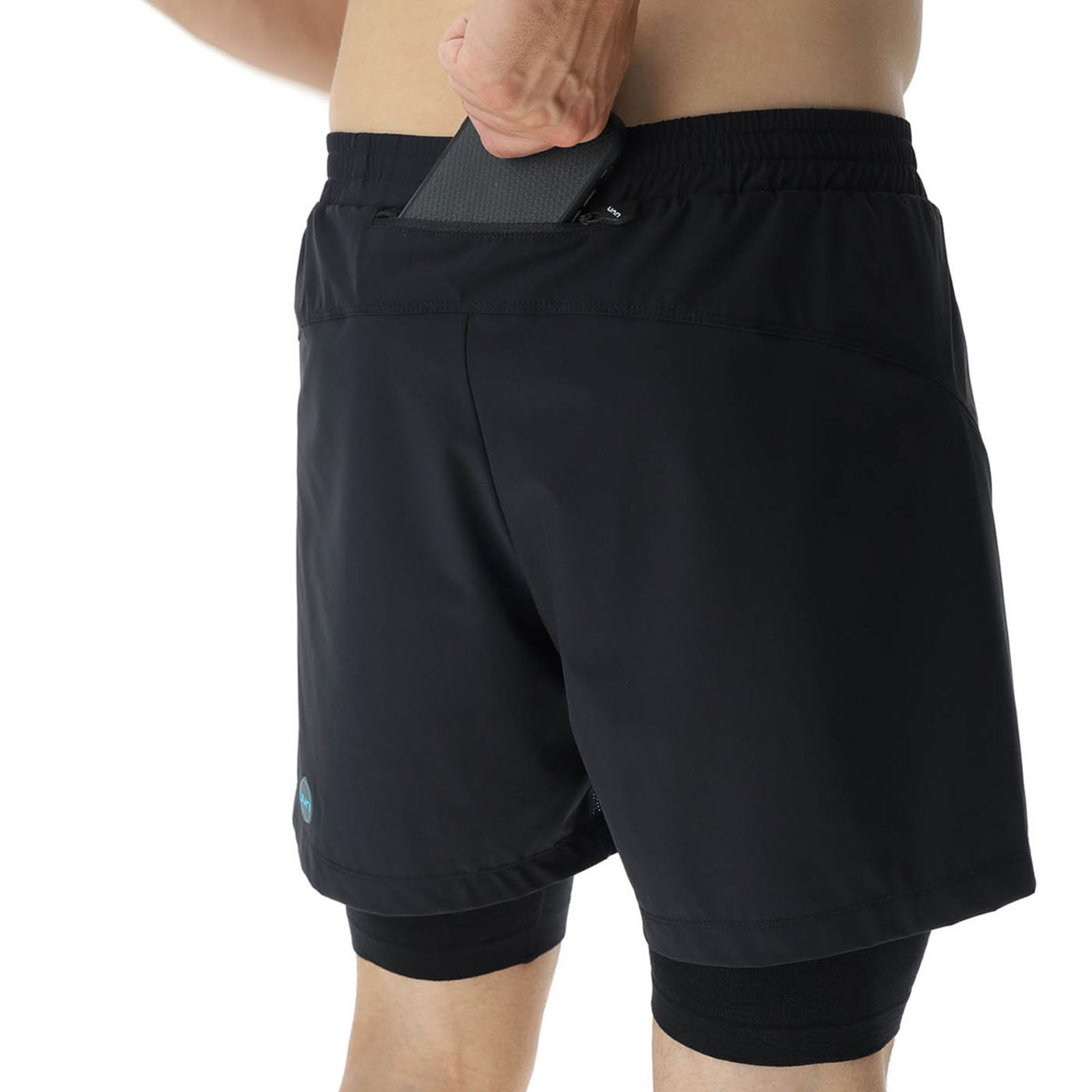 UYN Exceleration OW Performance 2in1 Hardloopbroek Kort Zwart Heren