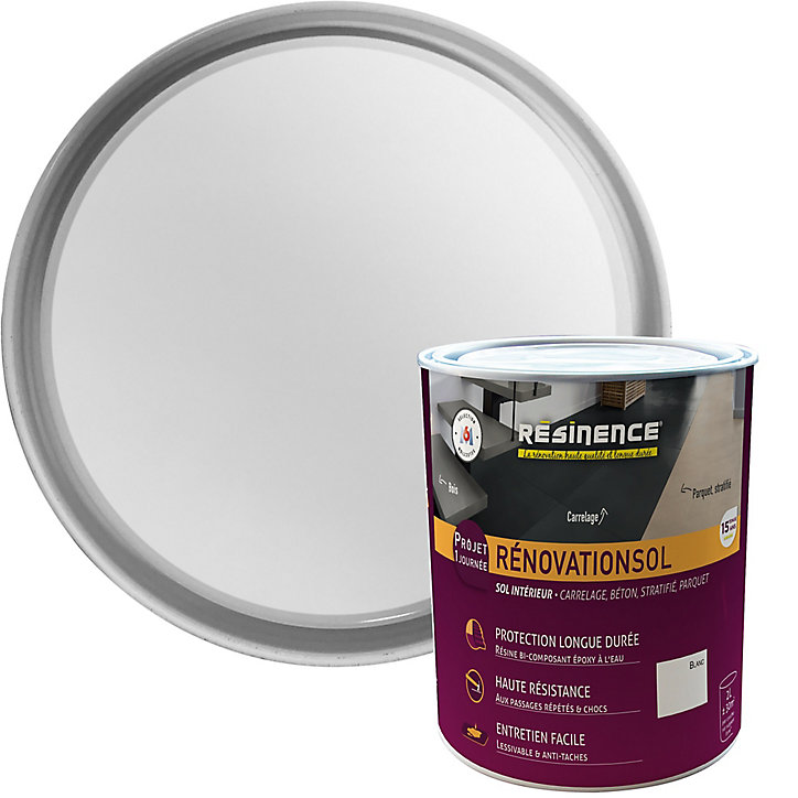 Résine de rénovation sol bi composante époxy Résinence blanc 2L