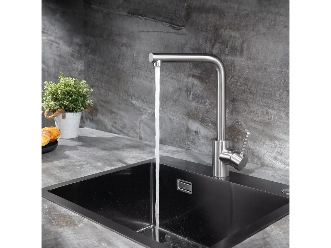 Cecipa max Robinet de cuisine Mitigeur de cuisine en acier inoxydable Mélangeur d'évier Cuisine + Distributeur de Savon de Cuisine Noir