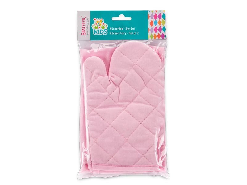 Städter Kochschürze Kleine Küchenfee Kids Rosa, 2-teilig Koch.- und Backschürze für Kinder