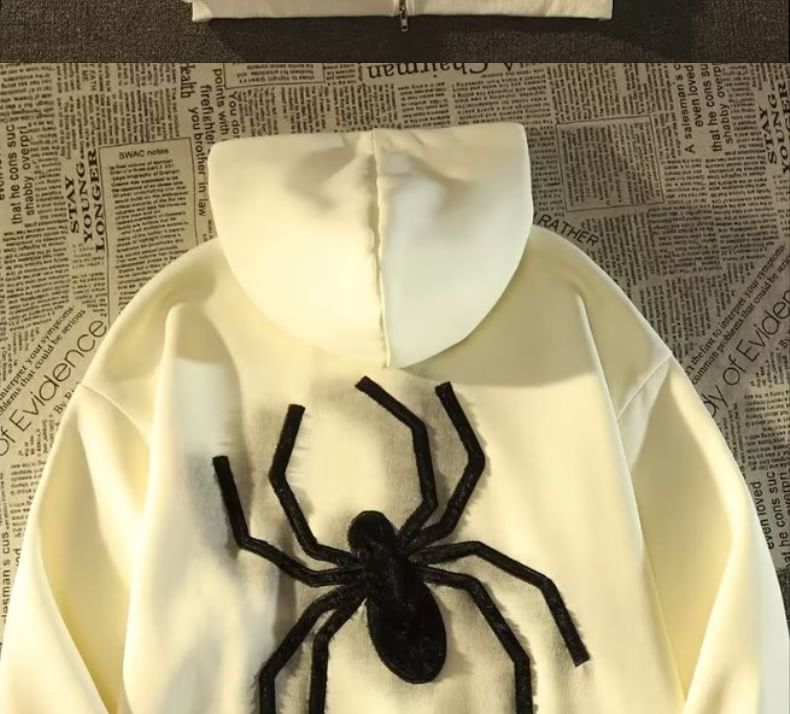 Bay Go Mall - Hoodie met rits en spinnenletters