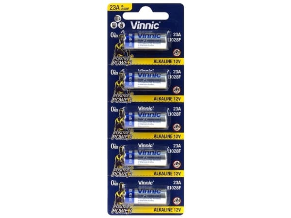 VINNIC BATTERIES FOR CAR REMOTE CONTROL 23A BLISTER 5 PCS L1028