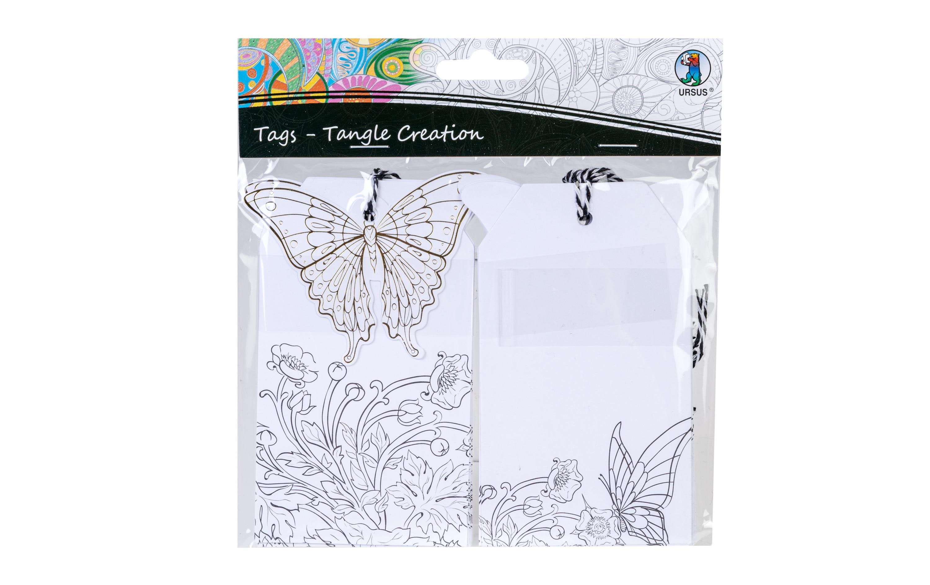 Geschenkanhänger Schmetterling 7 x 12 cm, 10 StückGeschenkanhänger zum Ausmalen