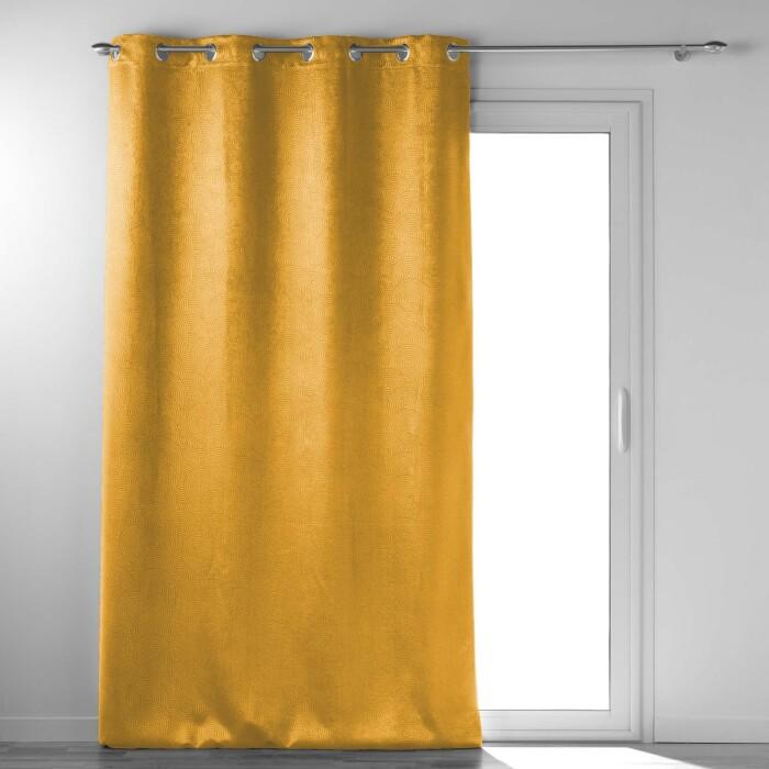 RIDEAU OEILLETS 135X240CM OCCULTANT VELOURS ANTHEA OCRE