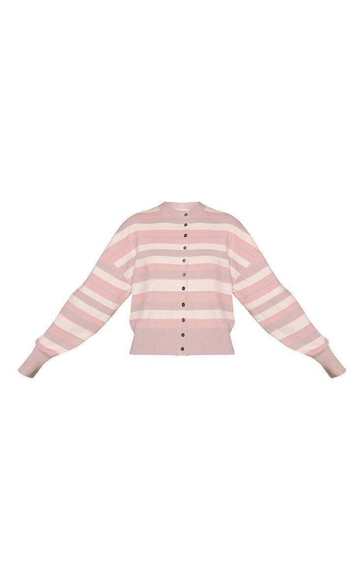 Rose Cardigan Tricoté Compact À Rayures