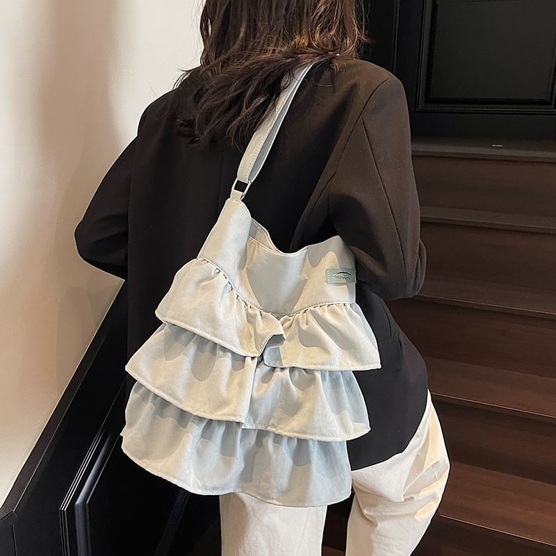 Skyglow - Effen Tote Bag met ruches