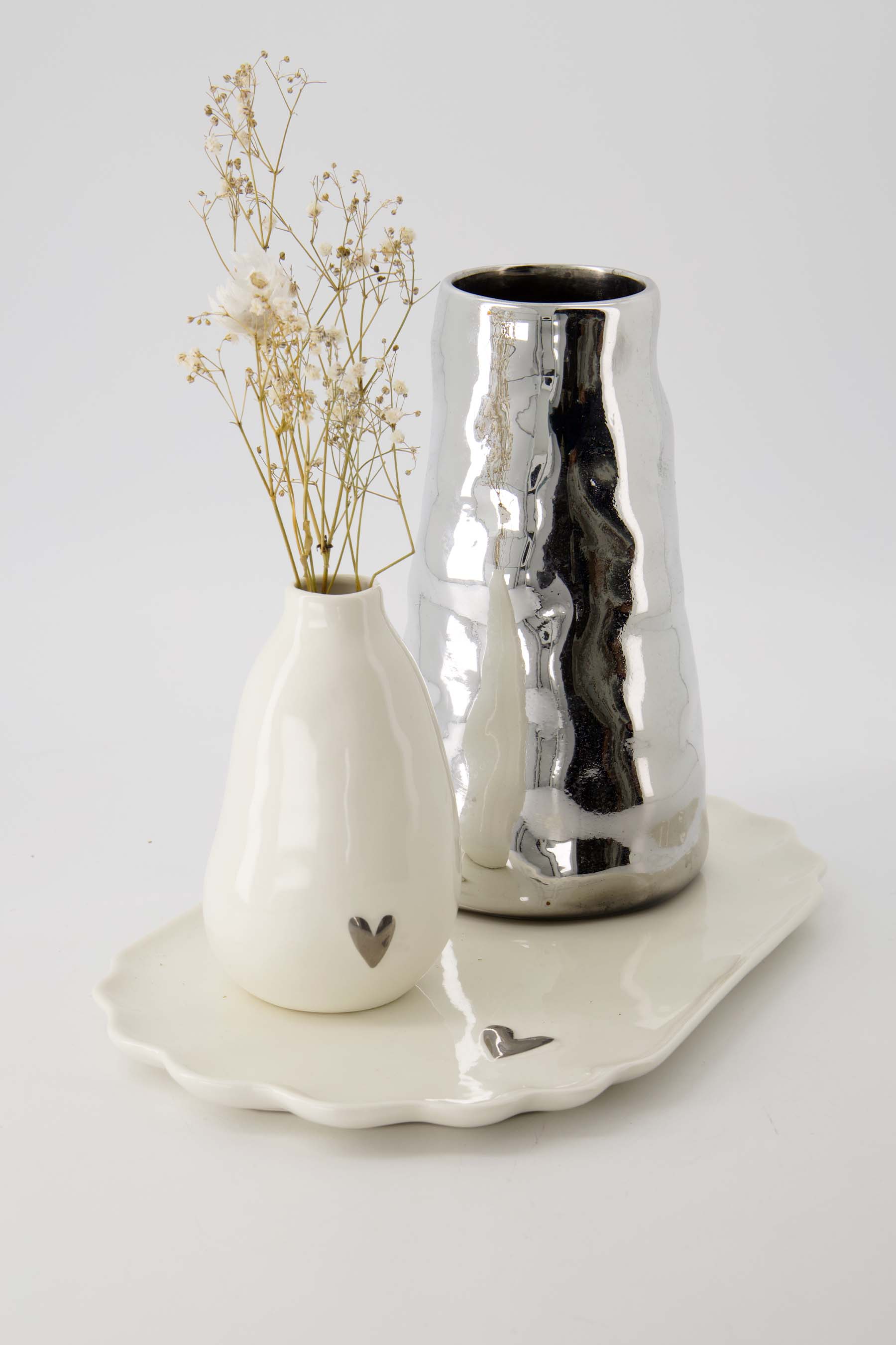 stylingbord keramiek hartje wit/zilver