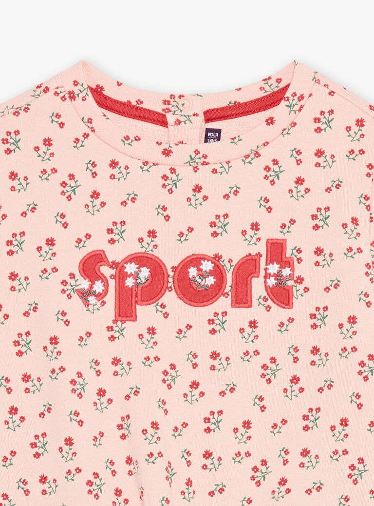 Sweat Sport rose à fleurs