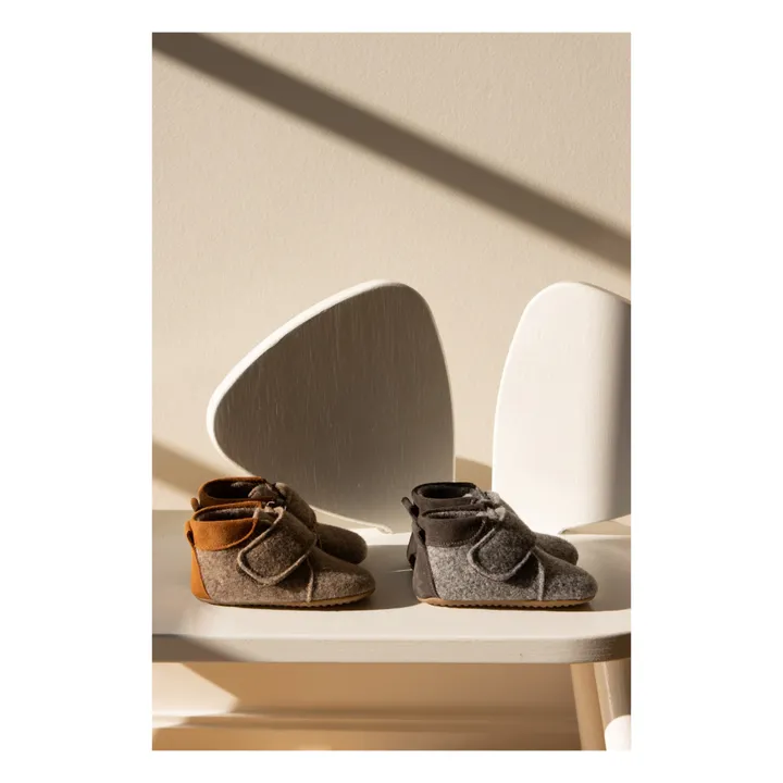 Pom pom Chaussons Scratchs Beginners Laine | Gris