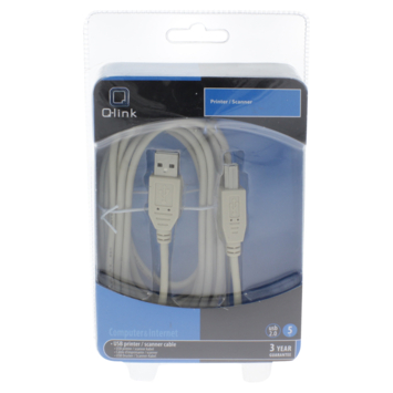 Q-Link USB kabel 2.0 printer/scanner 5 meter grijs