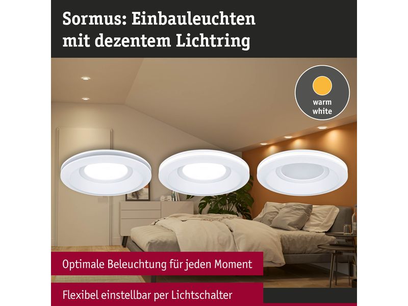 Paulmann Einbauleuchte LED Sormus 3er-Set Weiss Atmosphärische Lichtgestaltung im Bad