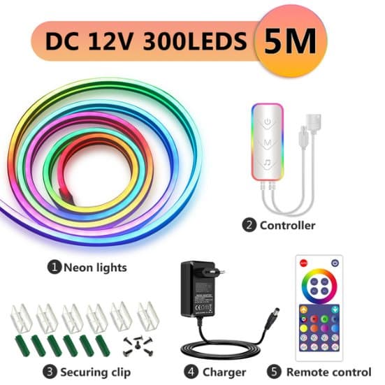20M LED stripelys, RGB 5050-lys, musikksynkroniseringsfargeendring, innebygd mikrofon, 5M app-kontrollert LED-lys
