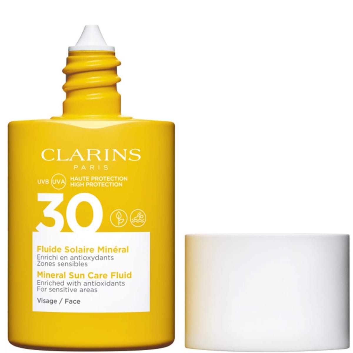 CLARINS Fluide Solaire Minéral - Visage UVA/UVB 30 Enrichi en Anti-Oxydants - Zones Sensibles