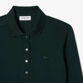 Polo Lacoste slim fit à manches longues en piqué stretch Manches Longues - Vert - Lacoste - Femme