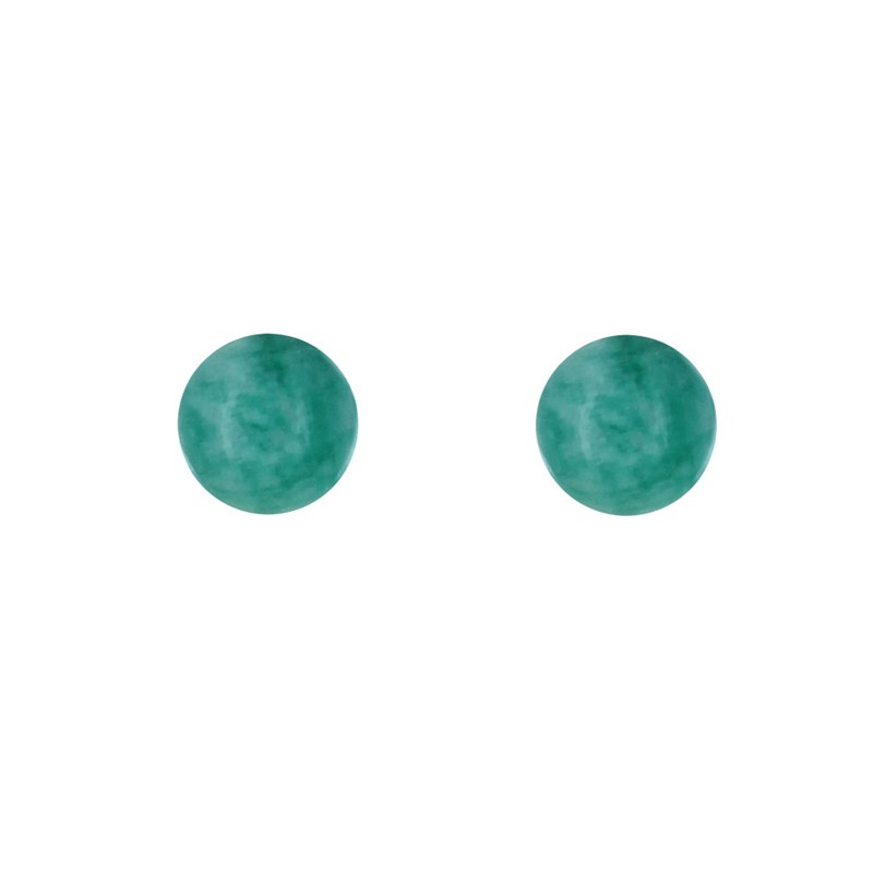 Boucles d'Oreilles Clou Argent Rhodié et Perles d'Amazonite 6 mm