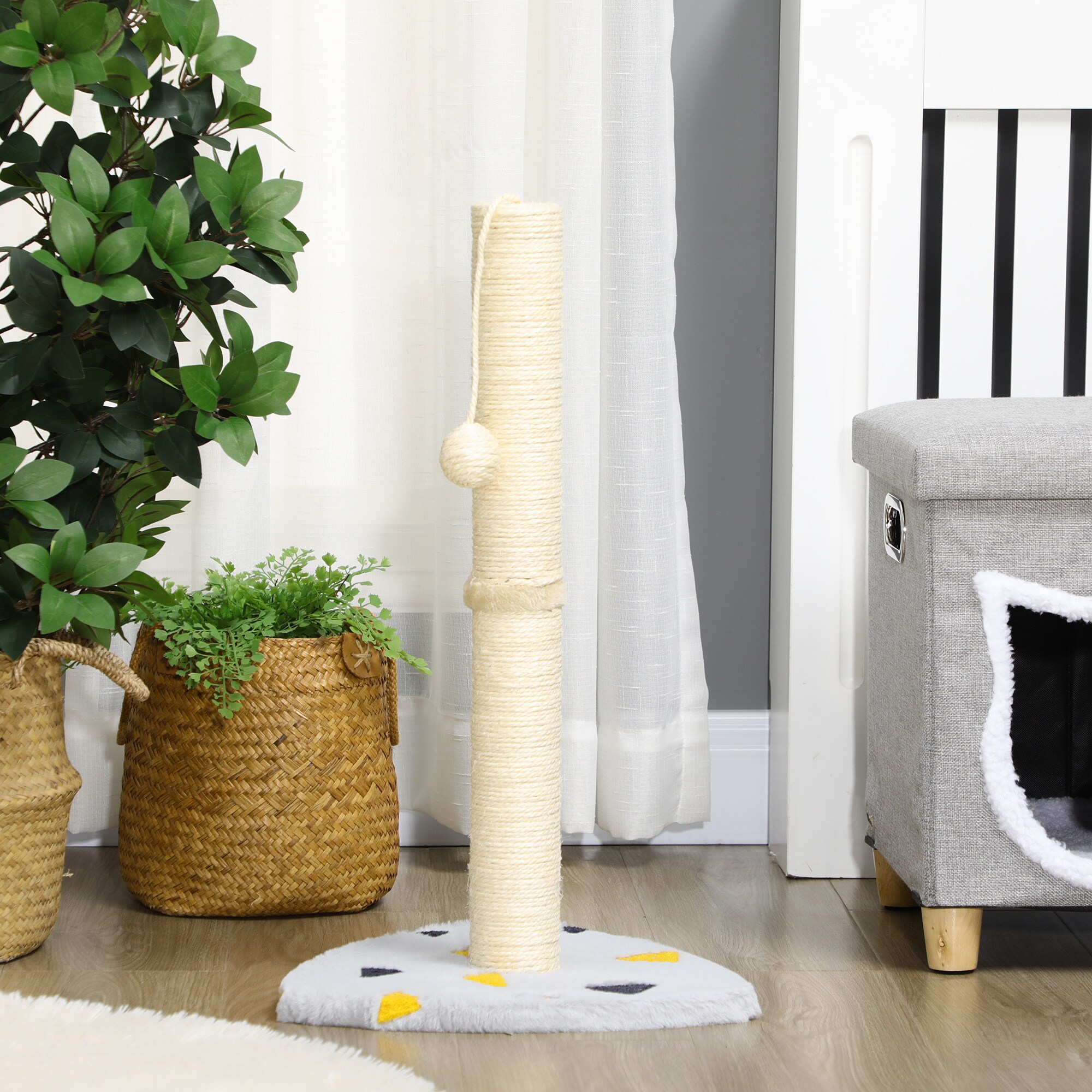 PawHut Kratzbaum mit Spielball grau 35L x 35B x 62H cm
