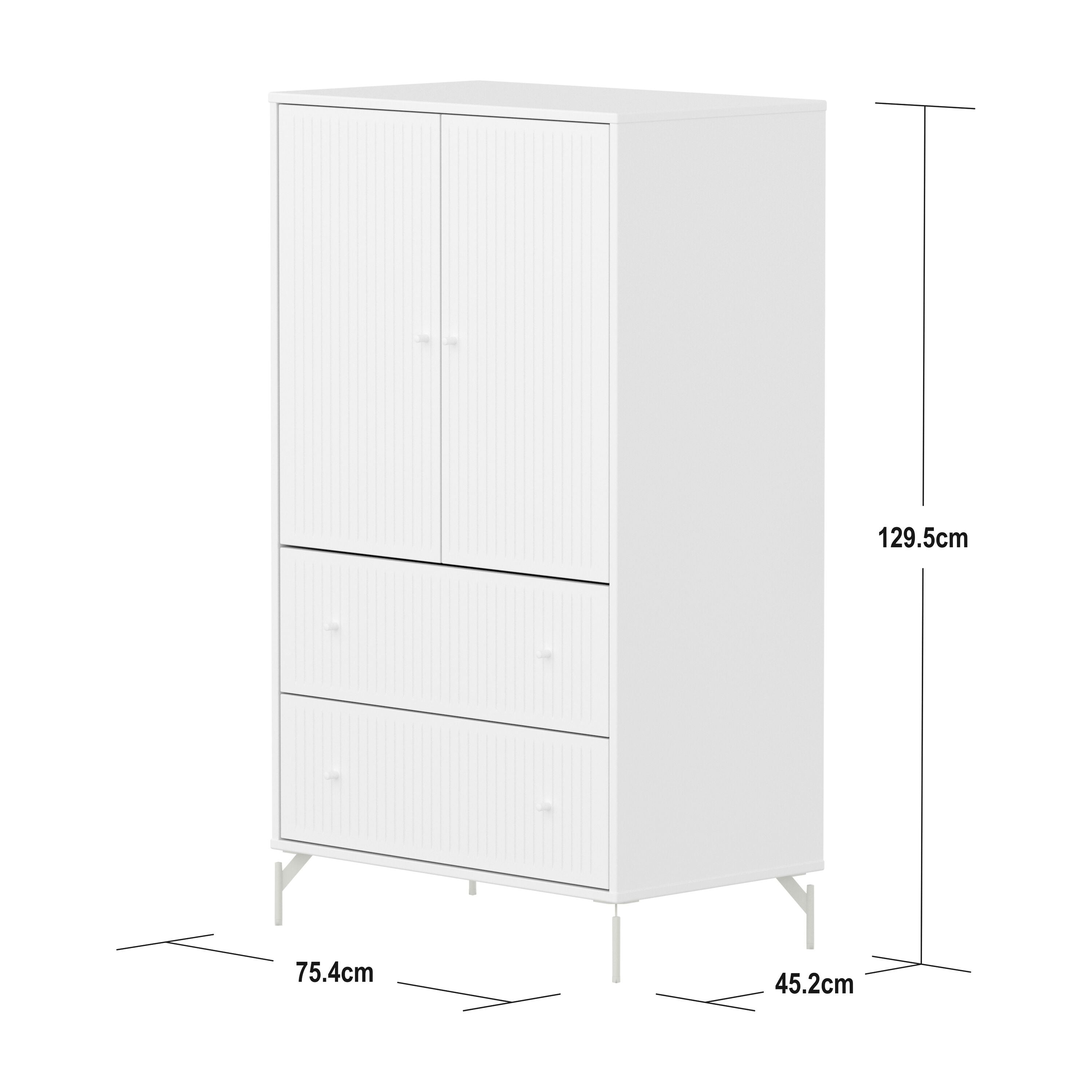 Flexa SAGA Schrank - Weiss / B: 75.0 cm x T: 45.0 cm x H: 129.5 cm