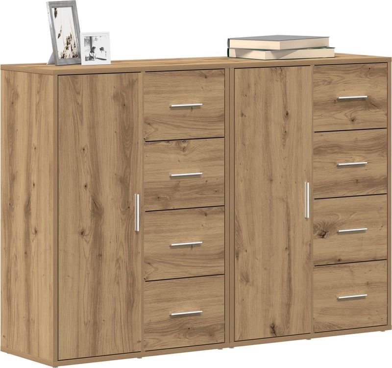 vidaXL - Dressoirs - 2 Stuks - Bewerkt Hout - Artisan Eiken
