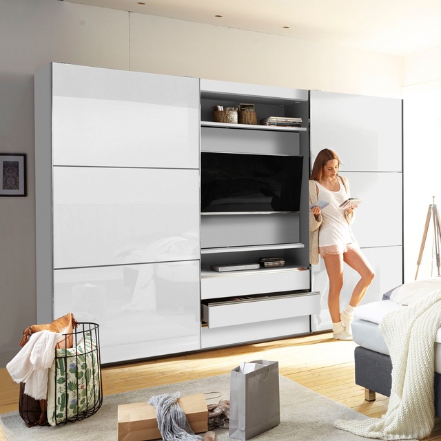 Wimex Schwebetürenschrank »Magic by fresh to go« tolles EXTRA: mit drehbarem TV-Element, Fronten aus Glas