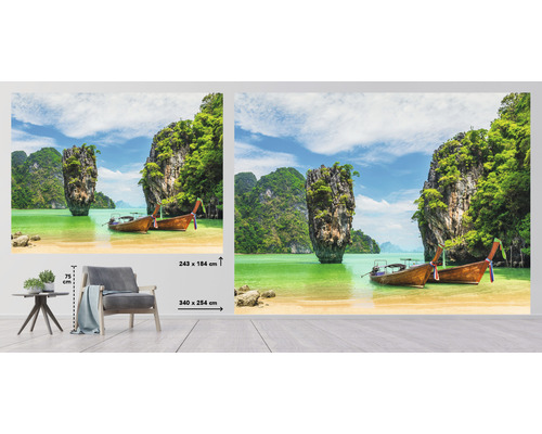 Vliesbehang HRBP000084 Thailand Boten 5-delige set 243 x 184 cm
