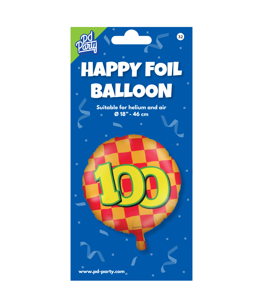 Helium Ballon 100 Jaar Gekleurd Leeg 46cm