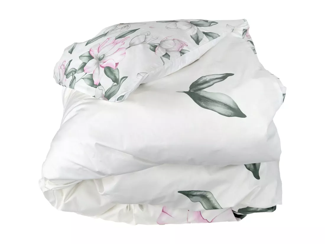 Housse de couette 140x200 cm percale coton MAGNOLIA vert sauge