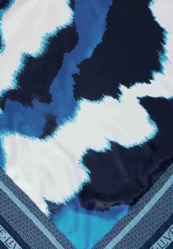 Printtuch mit Fransen - frozen sea blue