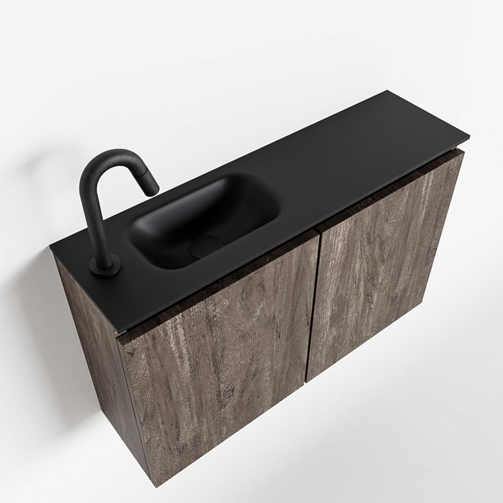 Mondiaz Ture 80cm toiletmeubel dark brown met wastafel urban links 1 kraangat