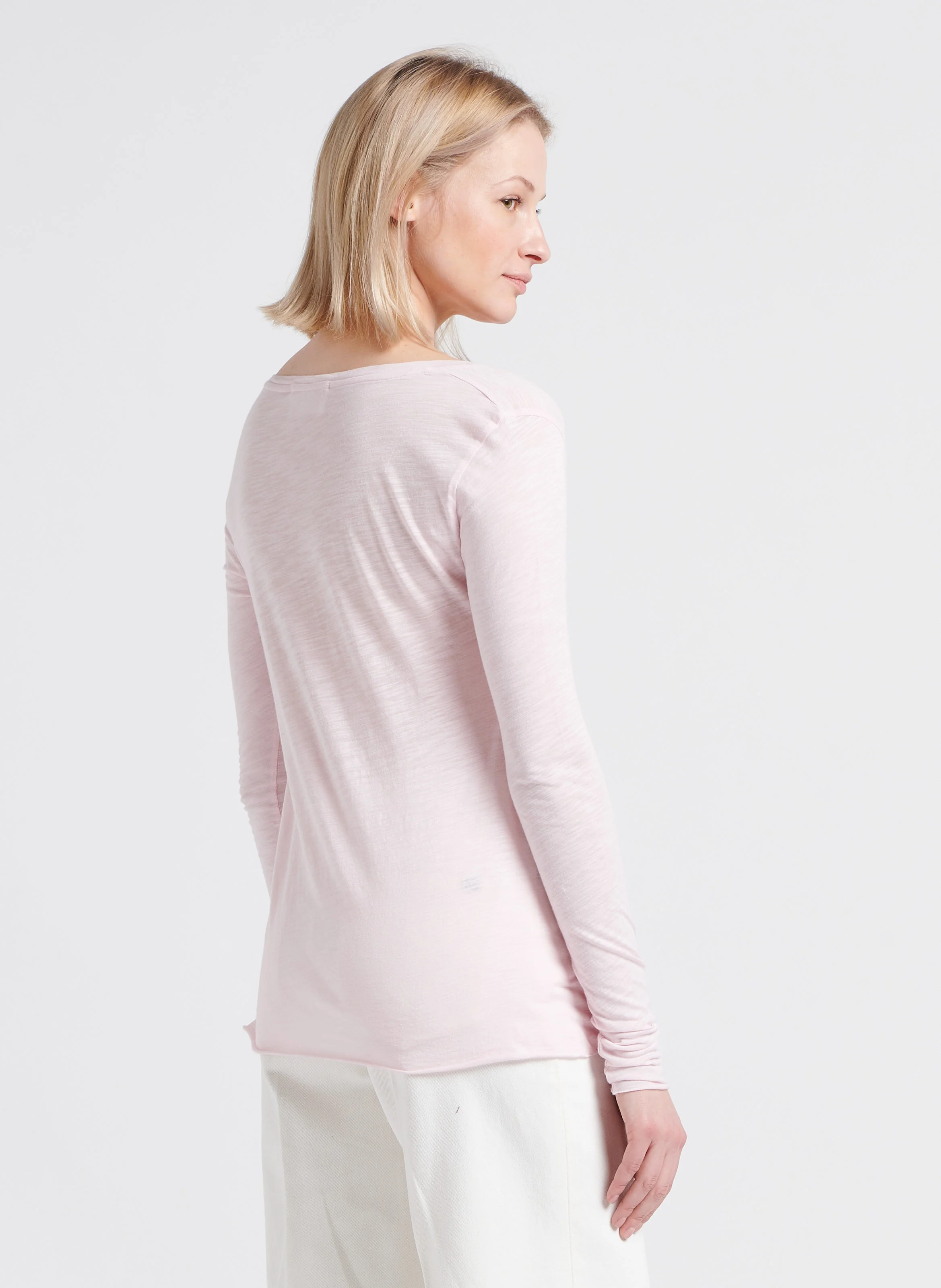 JACKSONVILLE - Tee-shirt à col V en coton mélangé | Rose
