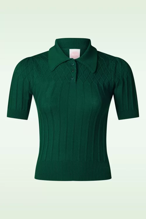 Emmy Design The Tiptop merino wol gebreide top in flessengroen