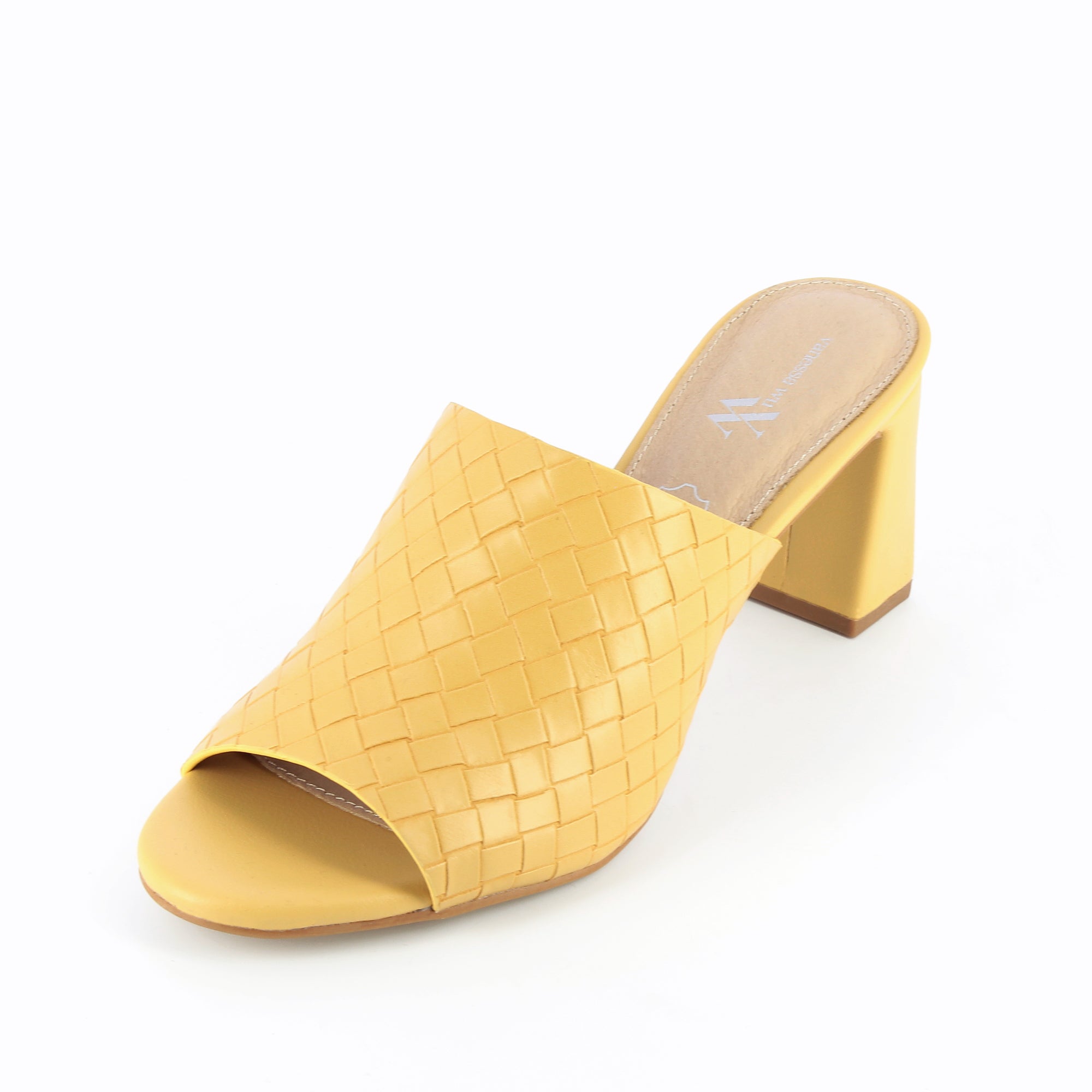 Sandales à talon, Compensées-Mules à talon Melaurie jaunes effet tressé