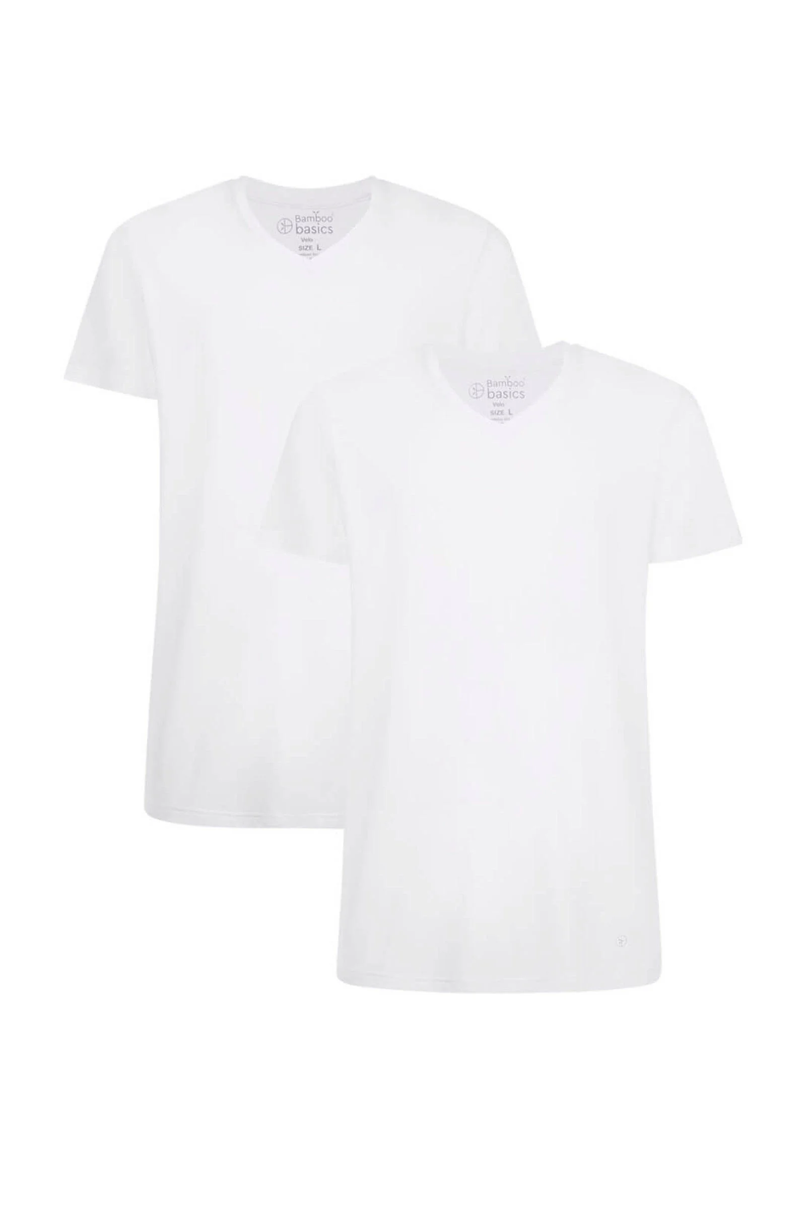 Bamboo Basics slimfit ondershirt Vinn met bamboe (set van 2) wit