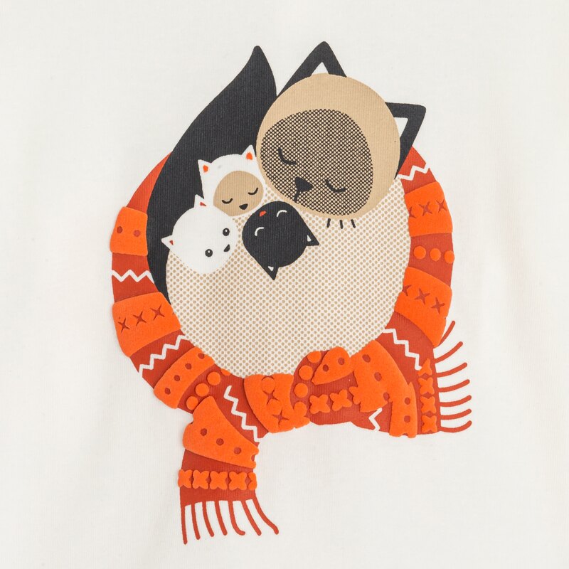 T-shirt col roulé chats blanc bébé fille Blanc