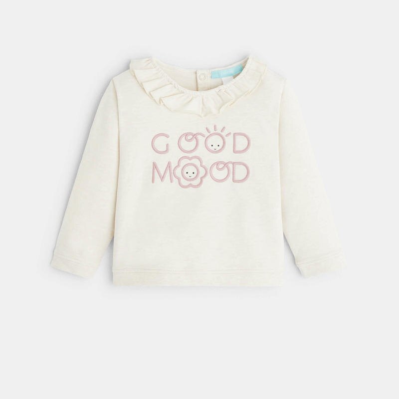 Sweat molleton léger Good Mood blanc bébé fille Blanc