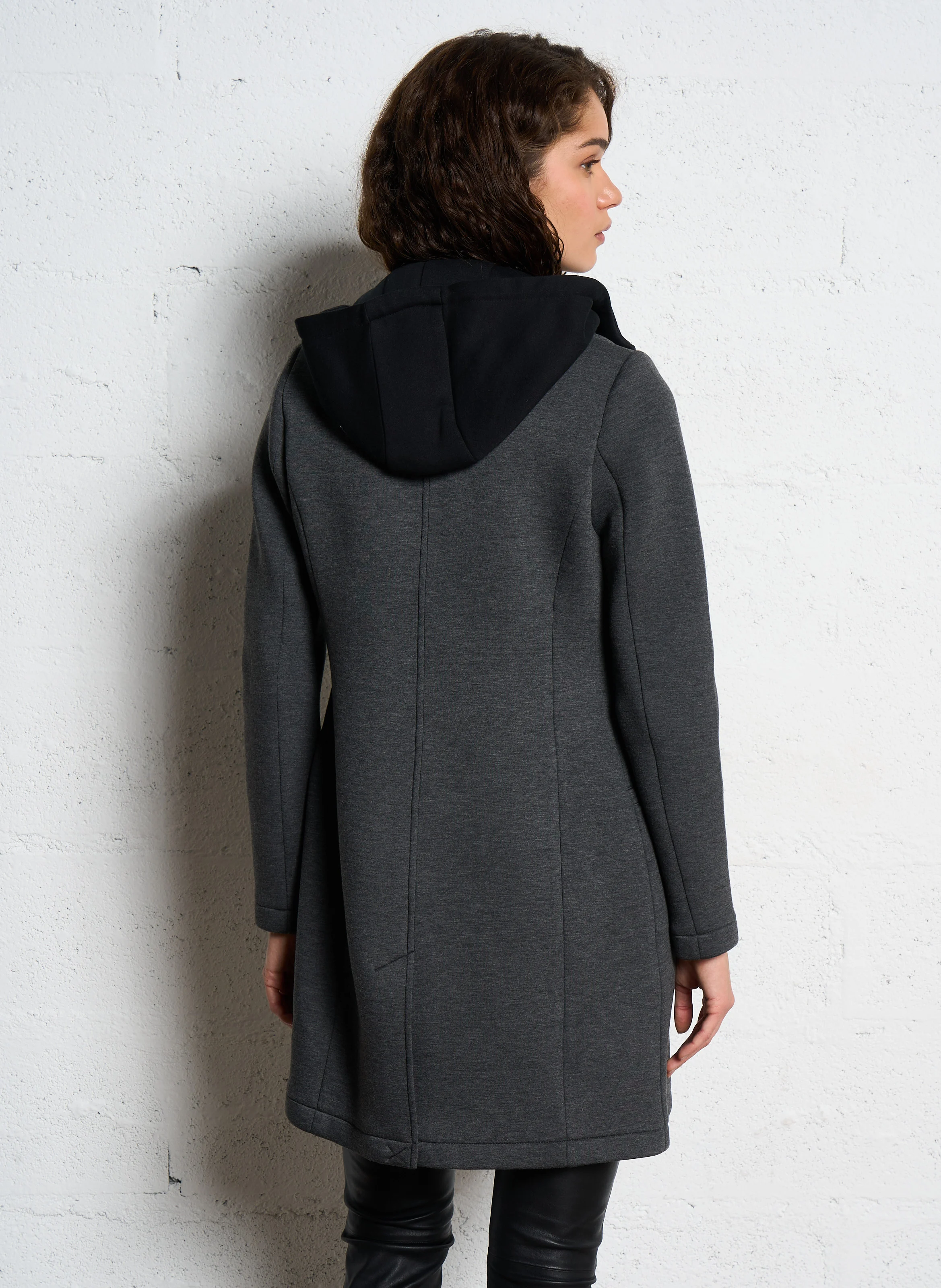 Manteau long à capuche amovible | Gris