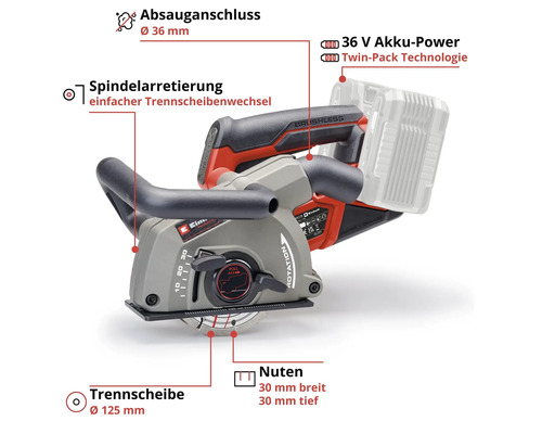 Einhell TP-MA 36/30 Li BL accu-muurfrees, zonder accu en lader