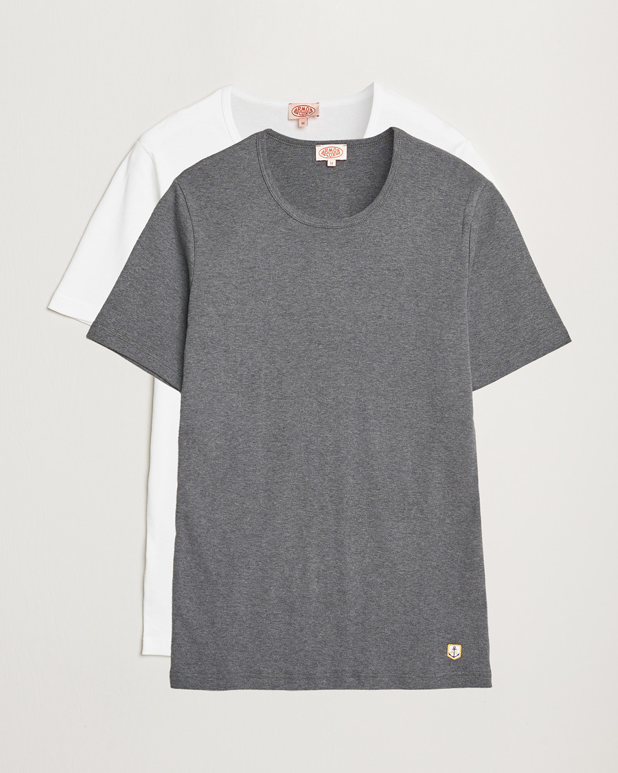 Armor-lux 2-Pack Crew Neck T-Shirt White/Grey Melange