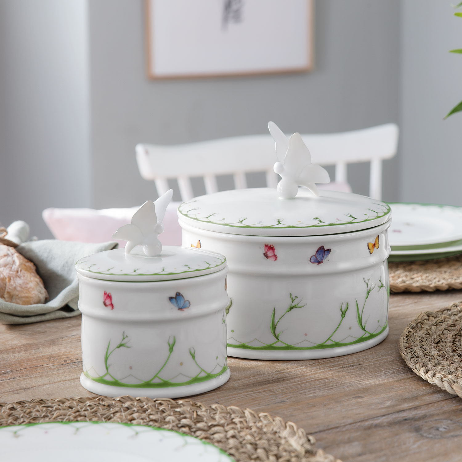 Colourful Spring Round jar Green, 4.4'', Premium Porcelain